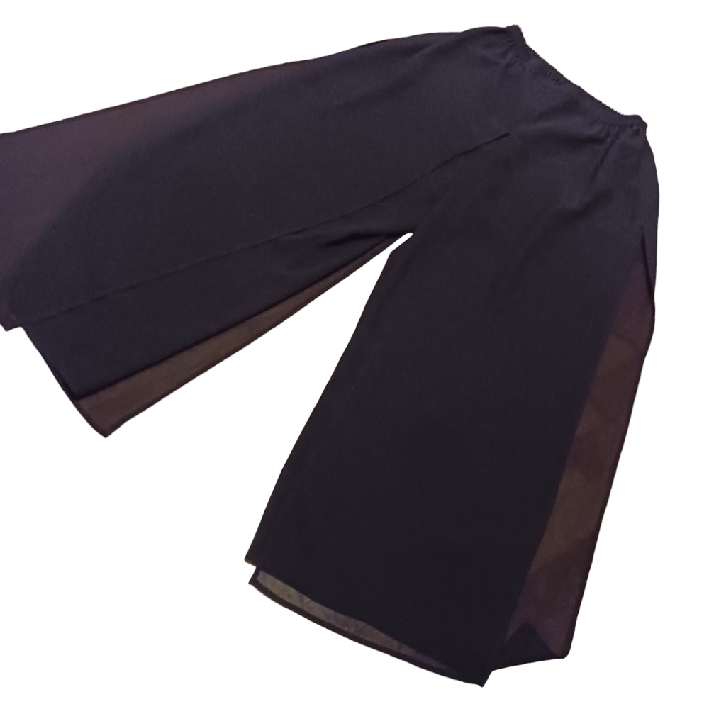 Dress barn Black Chiffon Overlay Wide Leg Pants Plus Size 14 W